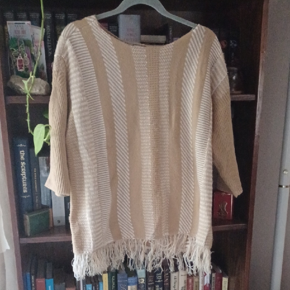 Chicos Tan and Cream Sweater